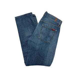 7 For All Mankind Jeans Mens 30x30 Blue Med Wash Denim Straight Stretch Cotton